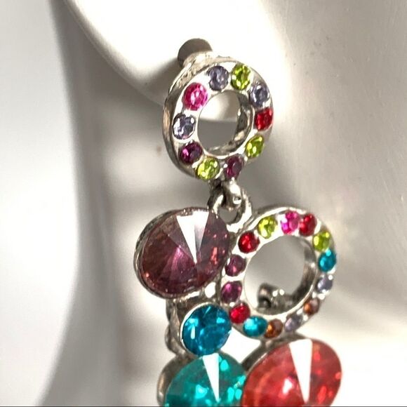 Runway multicolored crystal circle dangle earrings - Picture 8 of 8